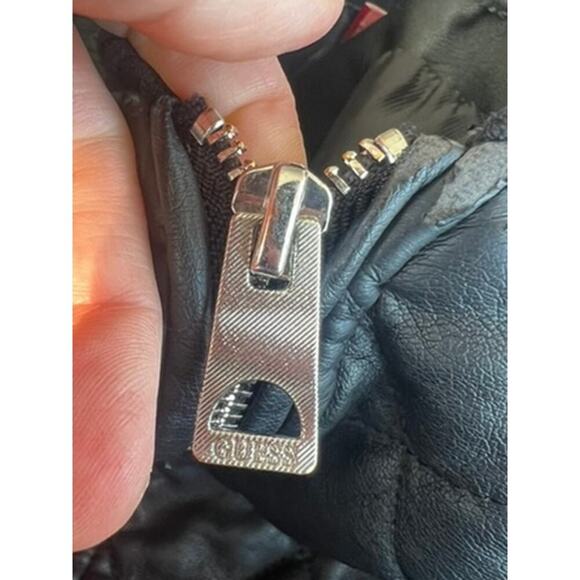 Guess black Faux leather jacket w some flaws and wear cute style size M - Picture 3 of 16